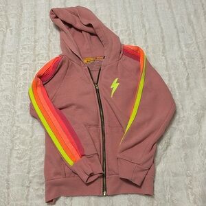 Kids pink aviator nation zip up hoodie